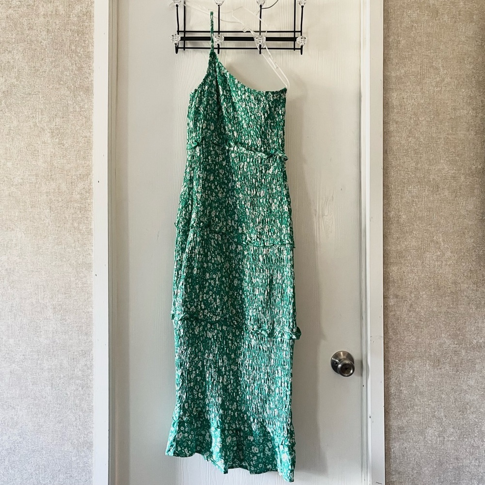 PRETTYGARDEN Summer One-Shoulder Floral Ruffle Midi Bodycon Dress - Picture 4 of 7
